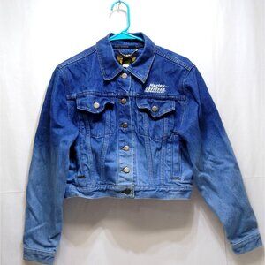 Harley Davidson Denim Jacket Women's Medium Cropped Fitted Blue Ombre' NWOT VTG